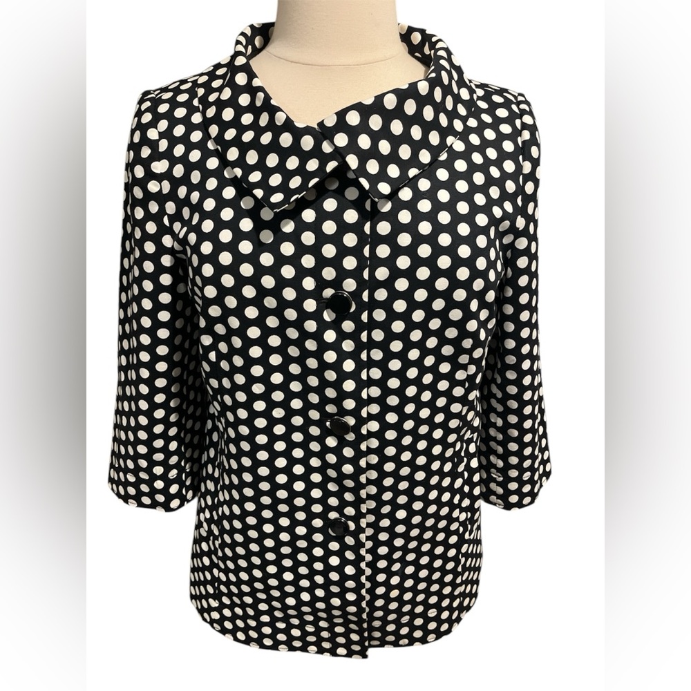 Rafaella Form Function Stretch Double Weave Polka Dot Big Tea Coat